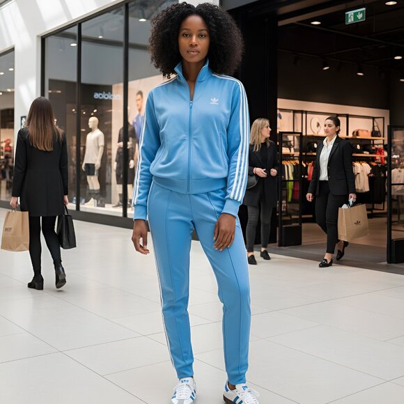 adidas Pants - Adidas 2PC Firebird Track Suit Set Semi Blue Burst Women's Medium / Men's Small